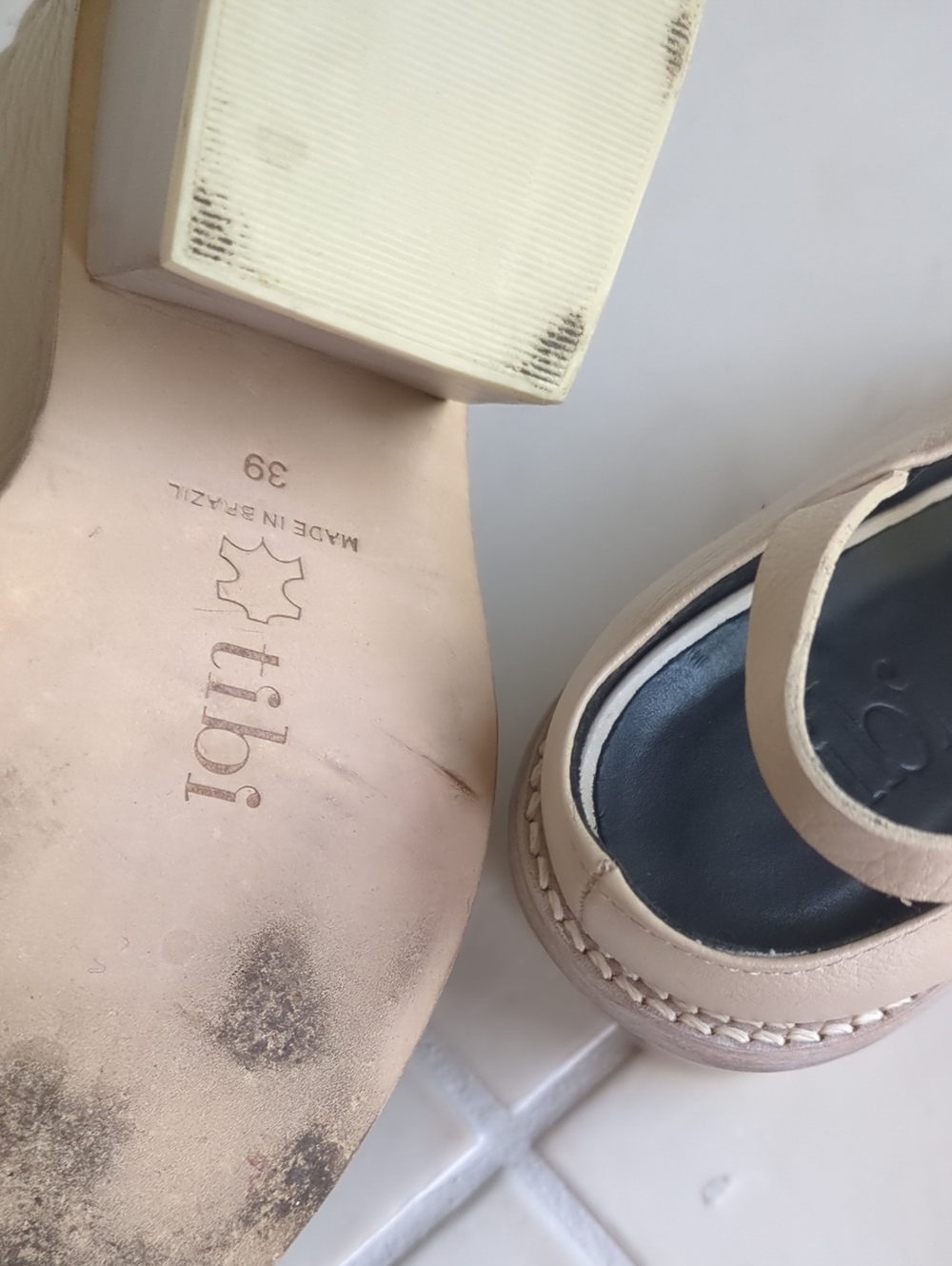 Tibi Women’s Nude Block Heel Sandals with Ankle Straps Contemporary Sz 39 US 8.5 - Picture 5 of 10